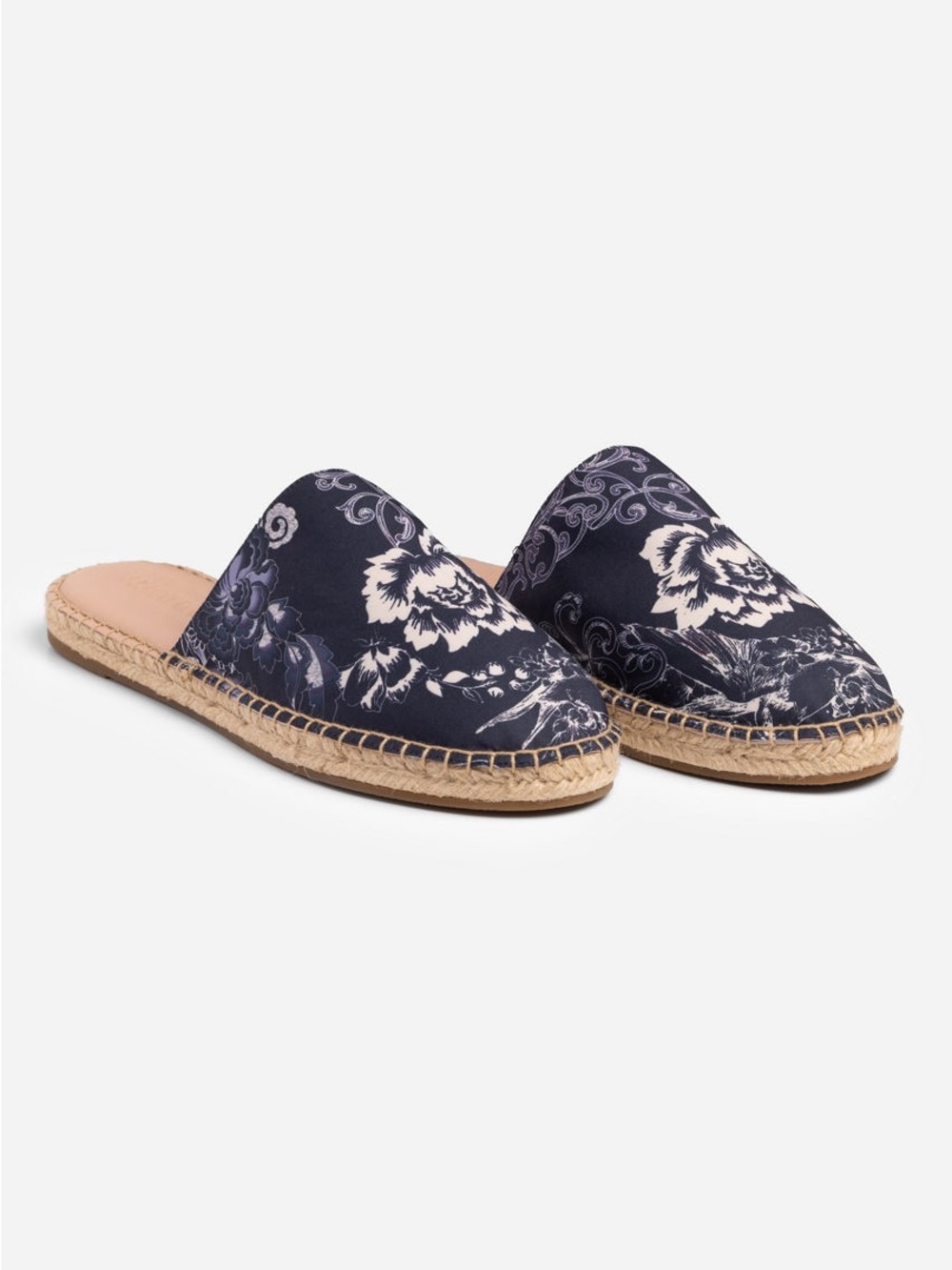 Johnny Was Navy Floral Espadrille Mules